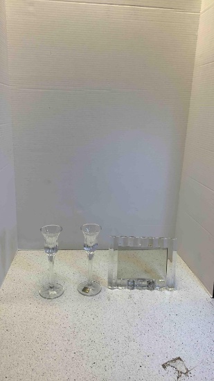 Waterford crystal picture frame and Mikasa candleholders