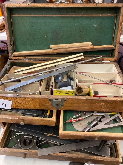 vintage oak machinist chest with tools