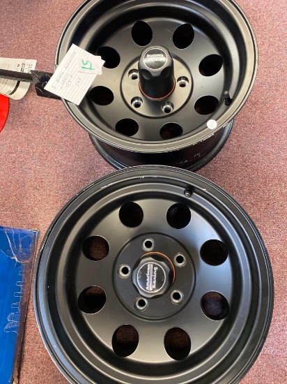 2 black aluminum wheels 15x8 , 5x5