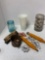jar of seashells cookie cutters and other collectibles