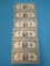 2 dollar bills- 2 1976 and 4 1995