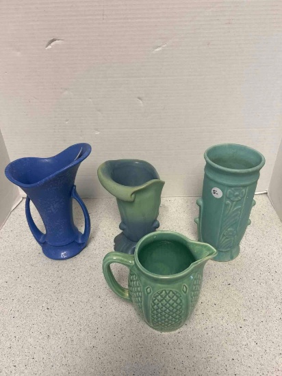 Blue and Green Pottery Vases