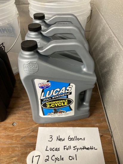 three new gallons Lucas full synthetic two cycle oil