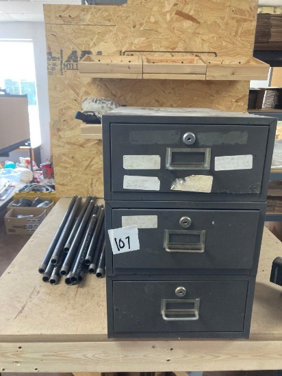 Black threaded pipe metal storage cabinet empty