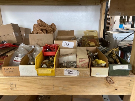 large lot of plumbing parts brass nozzles knobs handles chain