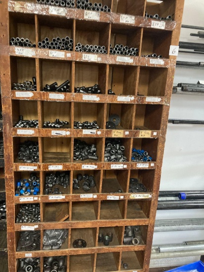 large quantity of black pipe threaded elbows nipples caps etc. accessories