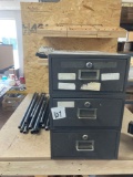 Black threaded pipe metal storage cabinet empty