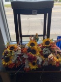 barstool fall decor wood pieces book and