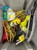miscellaneous lot rope, flexible, gas line, brake fluid, vacuum, saran wrap machine
