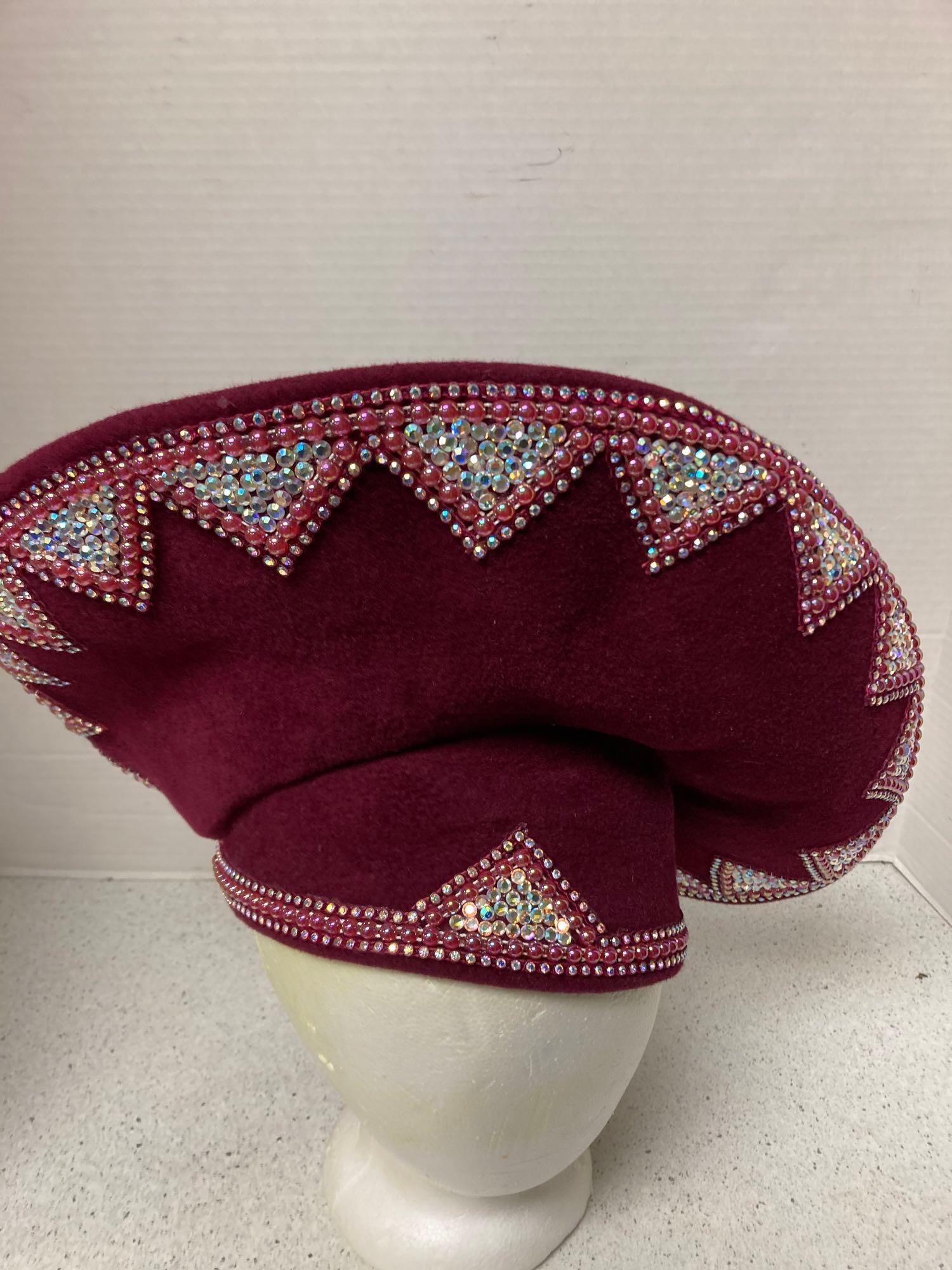 Tim Crawford Women’s Hat Tim Crawford Red & Black Ladies Boutique Couture Hat Felt 7  main image 2