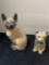 Royal Copenhagen Siamese cat as is and calico cat planter