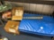 floor mat, cane, candle stick holder, 18 pc punch set, and tableware