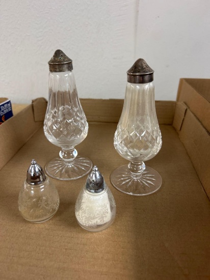 Waterford and Fostoria Chintz Salt and Pepper Sets