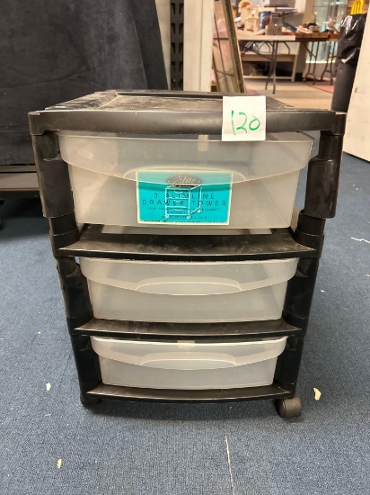 Plastic 3 Drawer Tower with Wheels