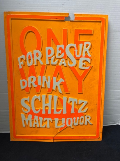 vintage 1972 Schlitz malt liquor hippie, psychedelic sign ? one way for pleasure drink Schlitz malt