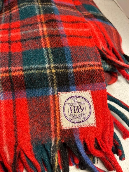 vintage Horn Brothers plaid wool blanket