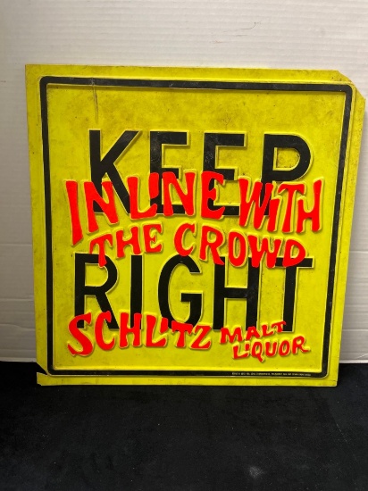 vintage 1972 slits malt liquor hippie psychedelic sign ? keep right in link with the crowd? 15.5