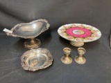 weighted sterling candlesticks silver plate items silver West German cake plate