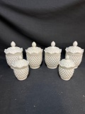 Fenton Hobnail Milkglass Canisters with Lids