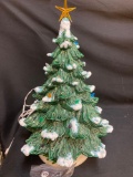 vintage ceramic Christmas tree with lights 18 inches tall