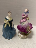 2 Porcelain Flourine Royal Doulton Adrienne and Crown Staffordshire Lady with tambourine