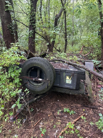 Old utility trailer, approximately 12 feet long
