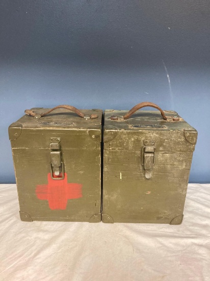 Pair of military boxes made of wood