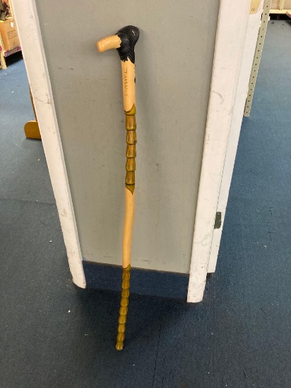 Wood carved cane made in Jamaica