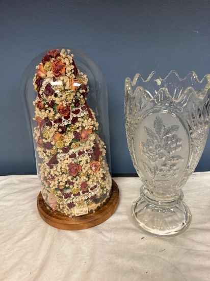Decorative cloche snd a crystal vase
