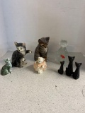 Mixed lot of cat figurines Lenox Japan glass porcelain
