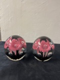 St Clair controlled bubble paperweight bookends