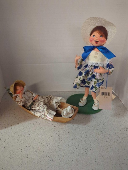 2 Annalee dolls Jill and girl in boat