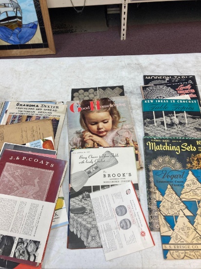 vintage crochet sewing gardening books