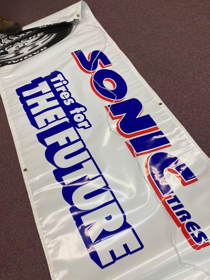 Three sonic tire banners
