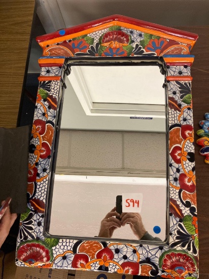 glaze painted wall mirror made in Mexico