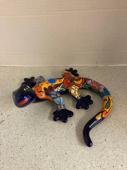 Colorful glaze painted iguana made in Mexico
