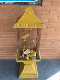 mid century pagoda birdcage with accessories 49 inches tall