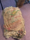Large lot of burlap bags