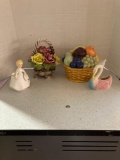 Capodimonte basket ceramic fruit basket Norleans girl planter and swan planter