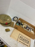 Mixed lot ladies costume jewelry Little Westbend clock was ticking when wind Map if France vintage