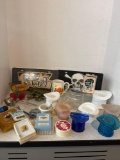 Mixed Lot glass hats Fenton and Degenhartplaying cards mug clippers pins lock with key Whoopi