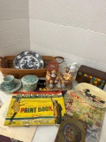 Mixed Lot Longaberger basket vintage magazines music box as is Denmark Nymoue trinket box cup and