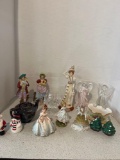 Mixed lot vintage Joesph Original Lefton Japan figurines mix of porcelain and glass tea for one pot