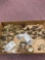 Wood and brass knobs hinges casters etc