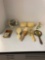 Vintage dresser set clocks etc