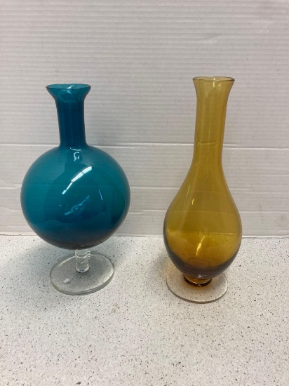 2 mid century modern vases
