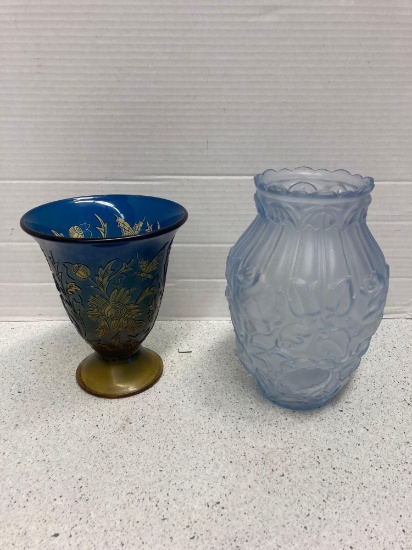 Vintage Czech art deco vase and antique Victorian vase