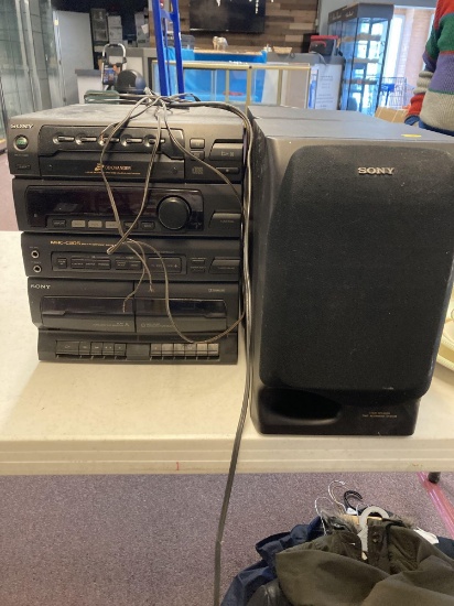 Sony 5 CD changer and cassette tape player with speakers