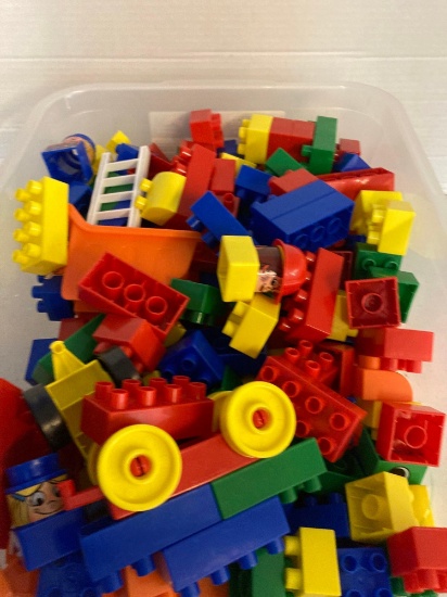 mega blocks set in plastic bin