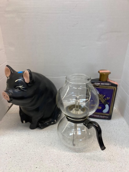 Pyrex Percolater Large Piggy Bank Ezra Brooks Bottle